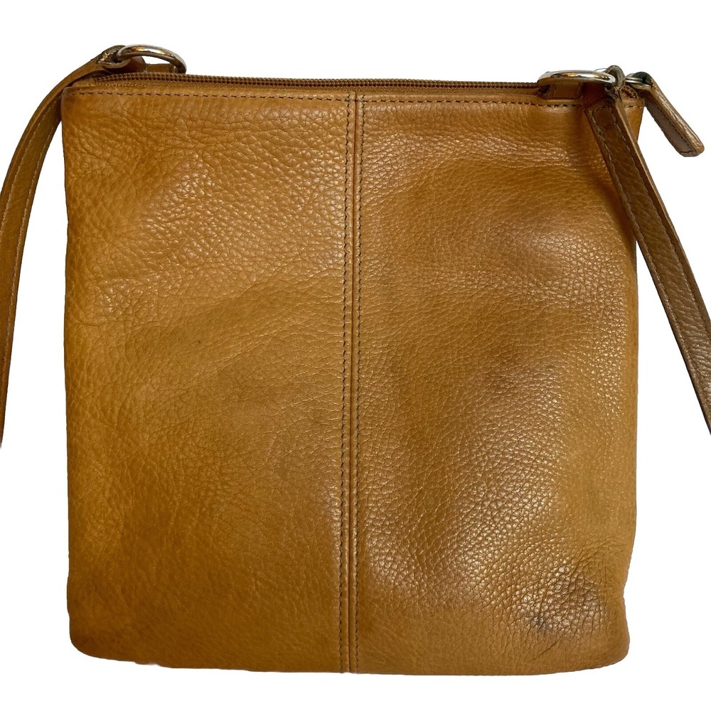 Fossil Whiskey Saddle Brown Leather Crossbody Shoulder Bag Zip Pockets Organizer - Picture 3 of 12